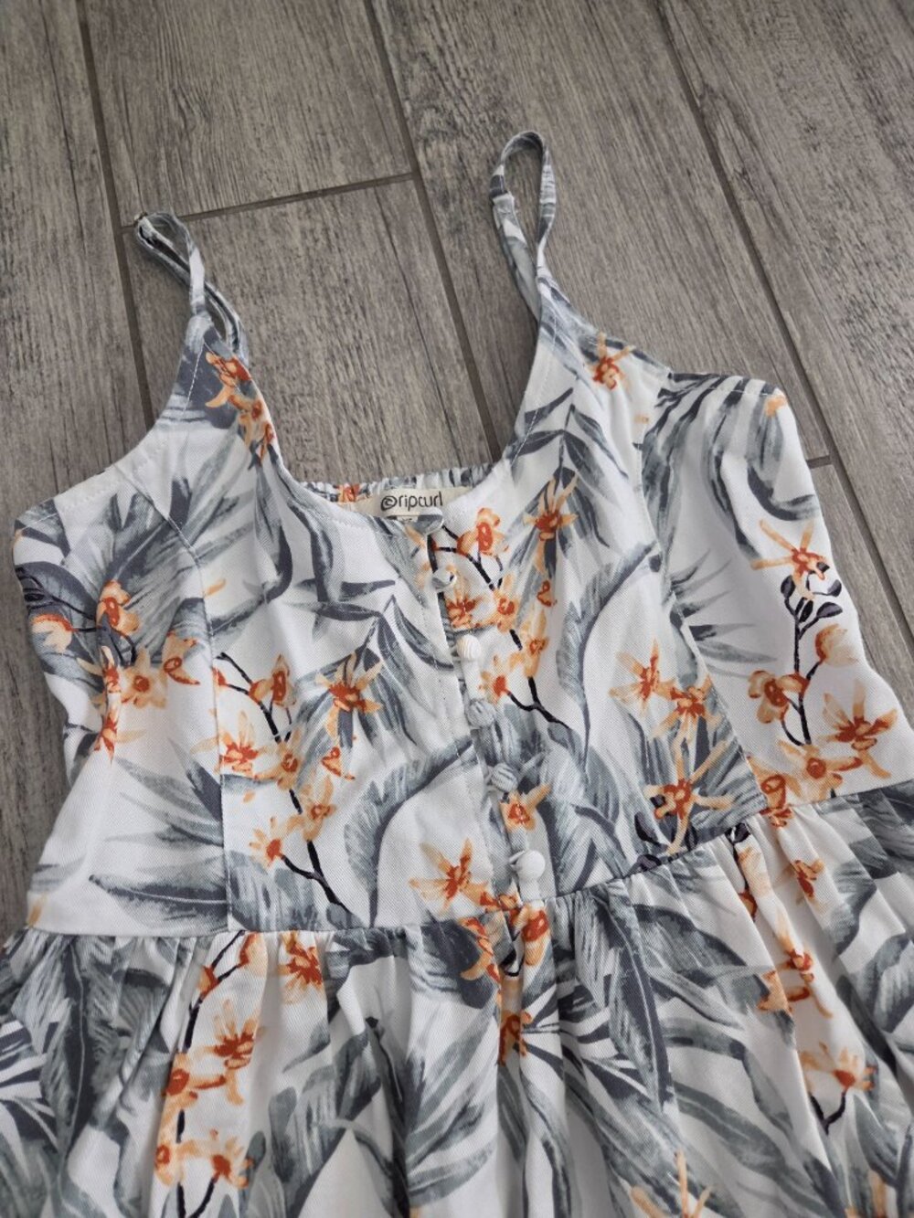 Rip Curl Diamond Bay Tropical Mini Sundress White Gray Orange Women's Size XS - Picture 6 of 14